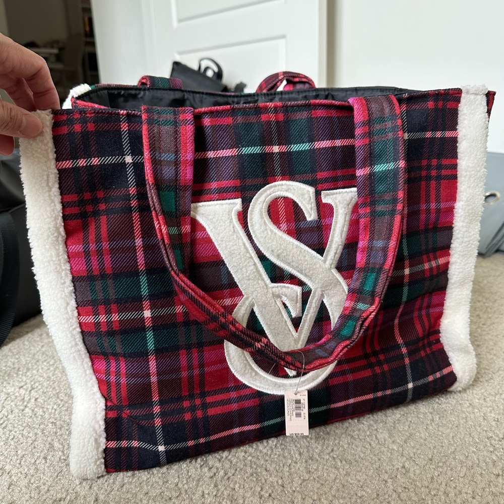 Victoria's Secret Red and Black Tartan Tote